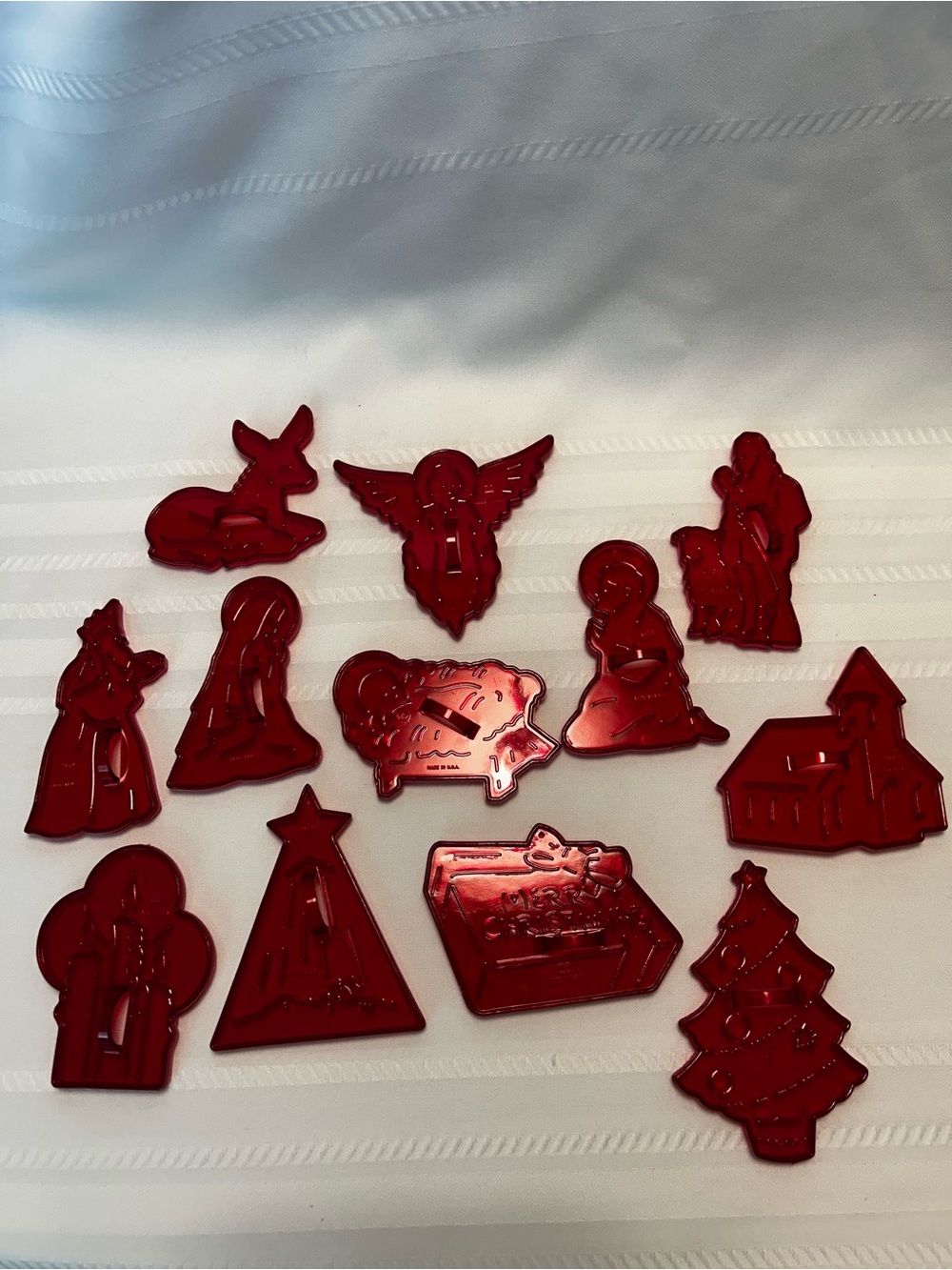Vintage HRM Christmas Cookie Cutters Nativity Scene Tree Church Present Candles
